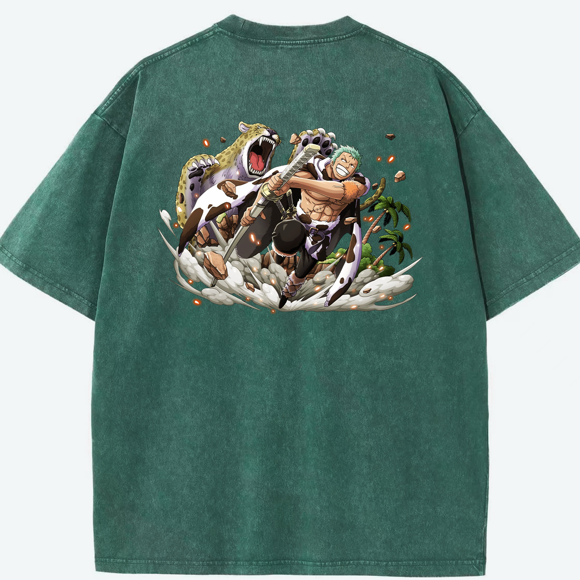 ワンピース ロロノア・ゾロ ONE PIECE Roronoa Zoro 綿100% ヴィンテージ風 半袖Tシャツ（背面プリント）